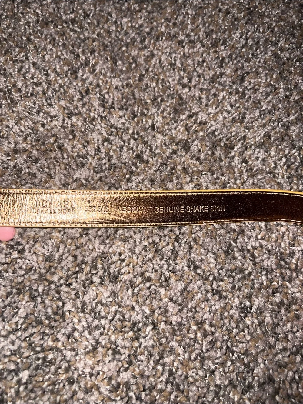 Michael Kors Yellow Snake-Embossed Leather Belt with Gold Buckle
